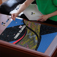 Faroe Islands Puzzle with Waterfall Nature Scene and Rune Pattern Design - Wonder Print Shop