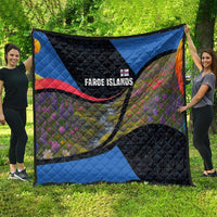 Faroe Islands Quilt with Waterfall Nature Scene and Rune Pattern Design - Wonder Print Shop