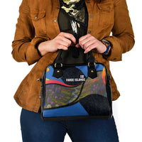 Faroe Islands Shoulder Handbag with Waterfall Nature Scene and Rune Pattern Design - Wonder Print Shop