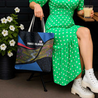 Faroe Islands Tote Bag with Waterfall Nature Scene and Rune Pattern Design - Wonder Print Shop