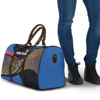 Faroe Islands Travel Bag with Waterfall Nature Scene and Rune Pattern Design - Wonder Print Shop