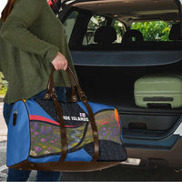 Faroe Islands Travel Bag with Waterfall Nature Scene and Rune Pattern Design - Wonder Print Shop