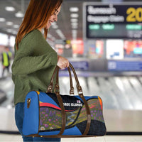 Faroe Islands Travel Bag with Waterfall Nature Scene and Rune Pattern Design - Wonder Print Shop