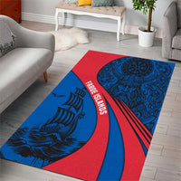 Faroe Islands Area Rug with Viking Warrior and Longship Design - Wonder Print Shop