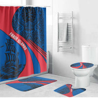 Faroe Islands Bathroom Set with Viking Warrior and Longship Design - Wonder Print Shop