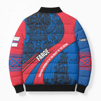 Faroe Islands Bomber Puffer Jacket with Viking Warrior and Longship Design - Wonder Print Shop