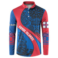 Faroe Islands Button Sweatshirt with Viking Warrior and Longship Design - Wonder Print Shop
