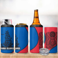 Faroe Islands 4 in 1 Can Cooler Tumbler with Viking Warrior and Longship Design - Wonder Print Shop