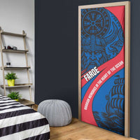 Faroe Islands Door Cover with Viking Warrior and Longship Design - Wonder Print Shop