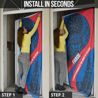 Faroe Islands Door Cover with Viking Warrior and Longship Design - Wonder Print Shop