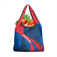 Faroe Islands Grocery Bag with Viking Warrior and Longship Design - Wonder Print Shop