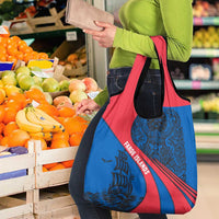 Faroe Islands Grocery Bag with Viking Warrior and Longship Design - Wonder Print Shop