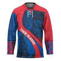Faroe Islands Hockey Jersey with Viking Warrior and Longship Design - Wonder Print Shop