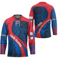 Faroe Islands Hockey Jersey with Viking Warrior and Longship Design - Wonder Print Shop