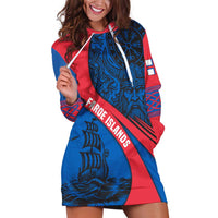 Faroe Islands Hoodie Dress with Viking Warrior and Longship Design - Wonder Print Shop