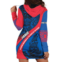 Faroe Islands Hoodie Dress with Viking Warrior and Longship Design - Wonder Print Shop