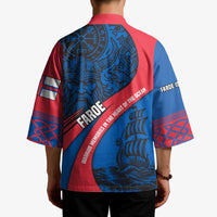 Faroe Islands Kimono with Viking Warrior and Longship Design - Wonder Print Shop