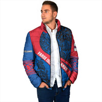 Faroe Islands Padded Jacket with Viking Warrior and Longship Design - Wonder Print Shop