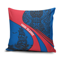 Faroe Islands Pillow Cover with Viking Warrior and Longship Design - Wonder Print Shop
