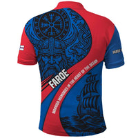Faroe Islands Polo Shirt with Viking Warrior and Longship Design - Wonder Print Shop