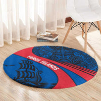Faroe Islands Round Carpet with Viking Warrior and Longship Design - Wonder Print Shop