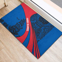 Faroe Islands Rubber Doormat with Viking Warrior and Longship Design - Wonder Print Shop