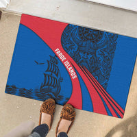 Faroe Islands Rubber Doormat with Viking Warrior and Longship Design - Wonder Print Shop