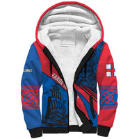 Faroe Islands Sherpa Hoodie with Viking Warrior and Longship Design - Wonder Print Shop
