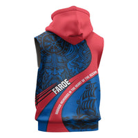 Faroe Islands Sleeveless Zip Hoodie with Viking Warrior and Longship Design - Wonder Print Shop