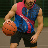 Faroe Islands Sleeveless Zip Hoodie with Viking Warrior and Longship Design - Wonder Print Shop