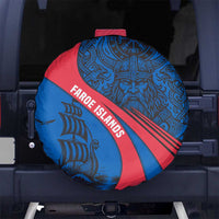 Faroe Islands Spare Tire Cover with Viking Warrior and Longship Design - Wonder Print Shop