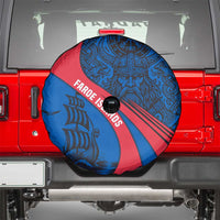 Faroe Islands Spare Tire Cover with Viking Warrior and Longship Design - Wonder Print Shop