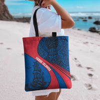 Faroe Islands Tote Bag with Viking Warrior and Longship Design - Wonder Print Shop