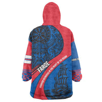 Faroe Islands Wearable Blanket Hoodie with Viking Warrior and Longship Design - Wonder Print Shop