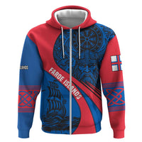 Faroe Islands Zip Hoodie with Viking Warrior and Longship Design - Wonder Print Shop