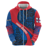 Faroe Islands Zip Hoodie with Viking Warrior and Longship Design - Wonder Print Shop