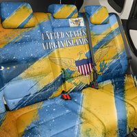 United States Virgin Islands Back Car Seat Cover with Blue Yellow Eagle Design and Government Seal - Wonder Print Shop