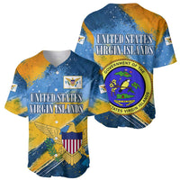 United States Virgin Islands Baseball Jersey with Blue Yellow Eagle Design and Government Seal - Wonder Print Shop
