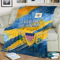 United States Virgin Islands Blanket with Blue Yellow Eagle Design and Government Seal - Wonder Print Shop