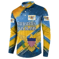 United States Virgin Islands Button Sweatshirt with Blue Yellow Eagle Design and Government Seal - Wonder Print Shop