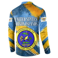 United States Virgin Islands Button Sweatshirt with Blue Yellow Eagle Design and Government Seal - Wonder Print Shop