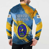 United States Virgin Islands Button Sweatshirt with Blue Yellow Eagle Design and Government Seal - Wonder Print Shop
