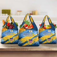 United States Virgin Islands Grocery Bag with Blue Yellow Eagle Design and Government Seal - Wonder Print Shop