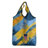 United States Virgin Islands Grocery Bag with Blue Yellow Eagle Design and Government Seal - Wonder Print Shop