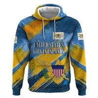United States Virgin Islands Hoodie with Blue Yellow Eagle Design and Government Seal - Wonder Print Shop
