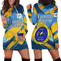 United States Virgin Islands Hoodie Dress with Blue Yellow Eagle Design and Government Seal - Wonder Print Shop