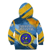 United States Virgin Islands Kid Hoodie with Blue Yellow Eagle Design and Government Seal - Wonder Print Shop