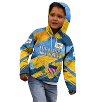 United States Virgin Islands Kid Hoodie with Blue Yellow Eagle Design and Government Seal - Wonder Print Shop