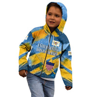 United States Virgin Islands Kid Hoodie with Blue Yellow Eagle Design and Government Seal - Wonder Print Shop