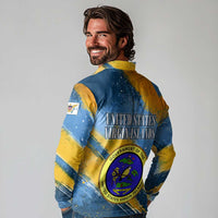 United States Virgin Islands Long Sleeve Polo Shirt with Blue Yellow Eagle Design and Government Seal - Wonder Print Shop